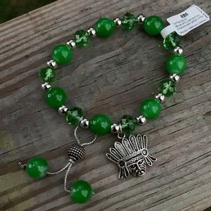 ⚜️ Emerald Green Indian head beaded bracelet! NWT!